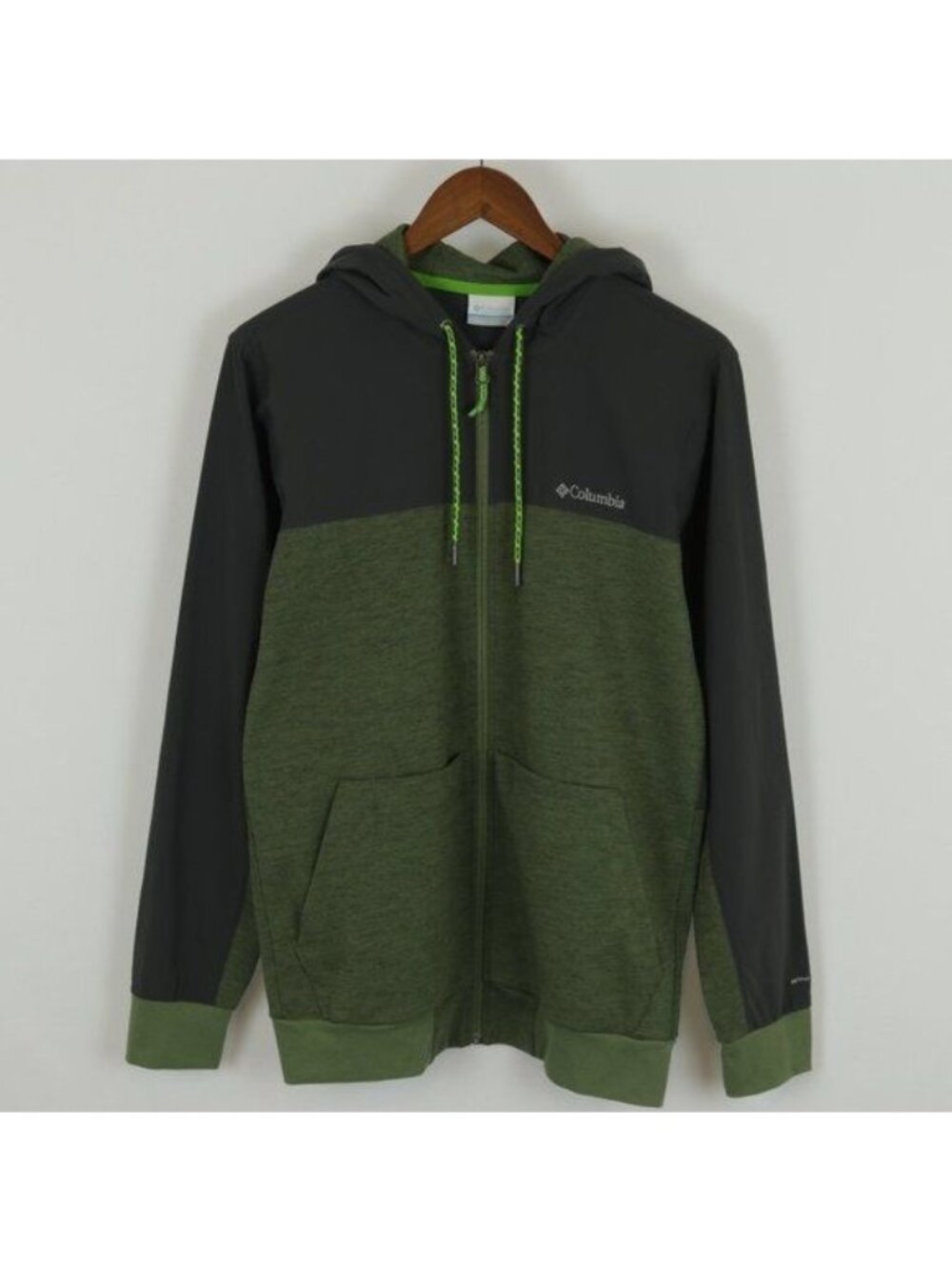 Columbia Men's Small Green & Gray Full Zip Hooded Performance Jacket